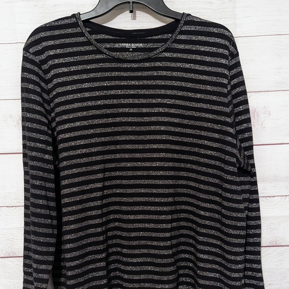 Laura Scott XL Black and Silver Glitter Sparkly Sweater